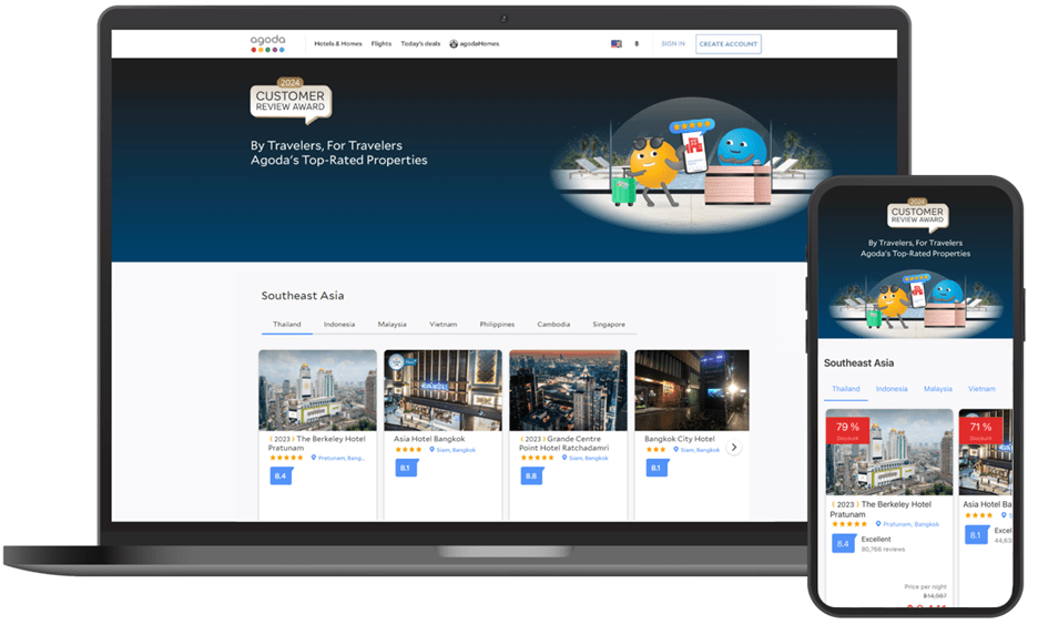 Thailand Tops 2024 Customer Review Awards by Agoda