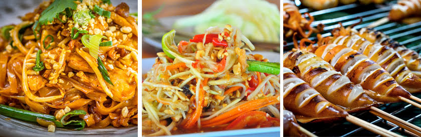 pad Thai_som tum_papaya salad_grilled squid