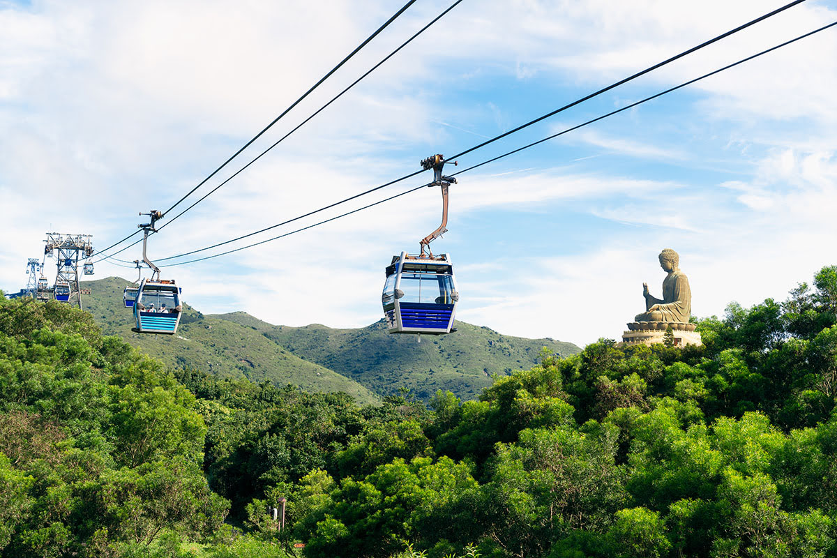 le téléphérique Ngong Ping 360 et le Bouddha Tian Tan