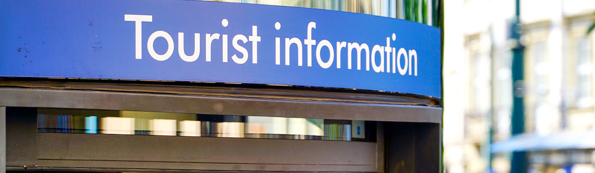 Tourist info sign at Namba Station and OCAT building in Osaka, Japan