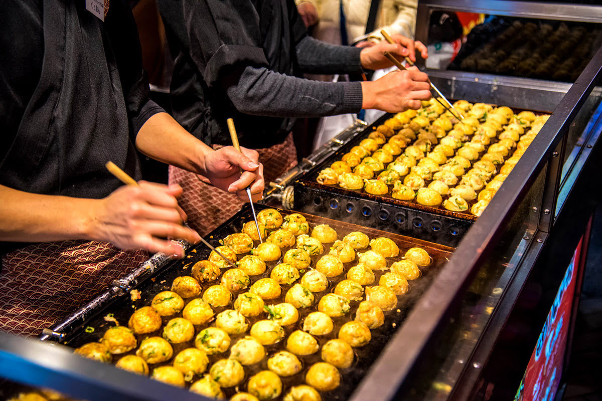 Japanese street food, takoyaki