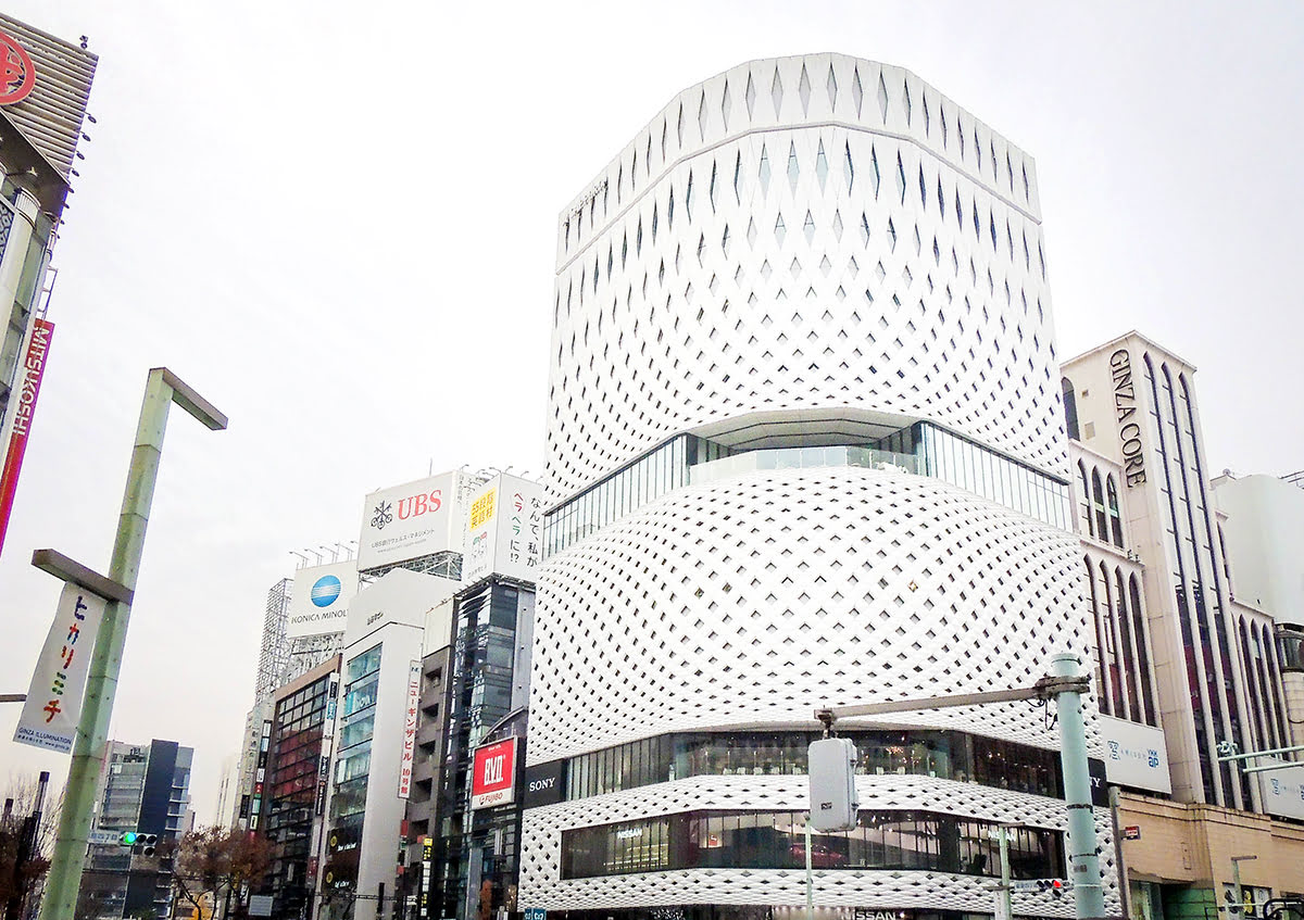 Gucci Shinjuku Flagship Store, facade; Tokyo, Japan Stock Photo