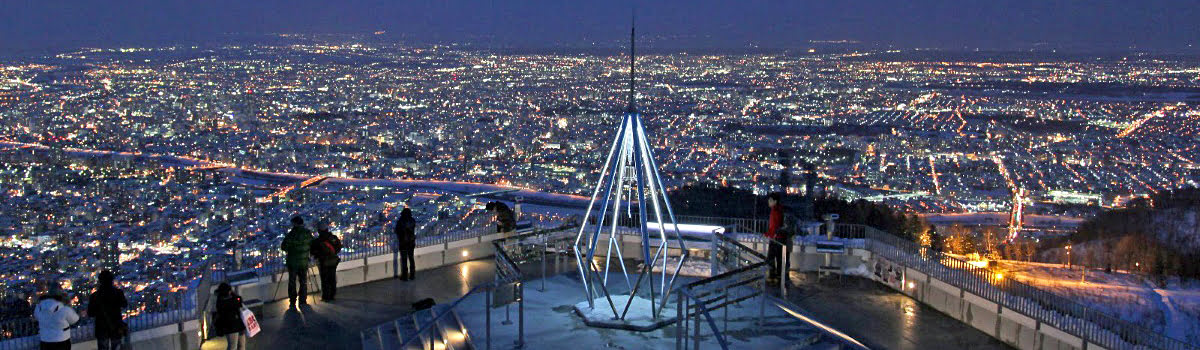 Sapporo travel: featured photo - aerial view of Sapporo at night
