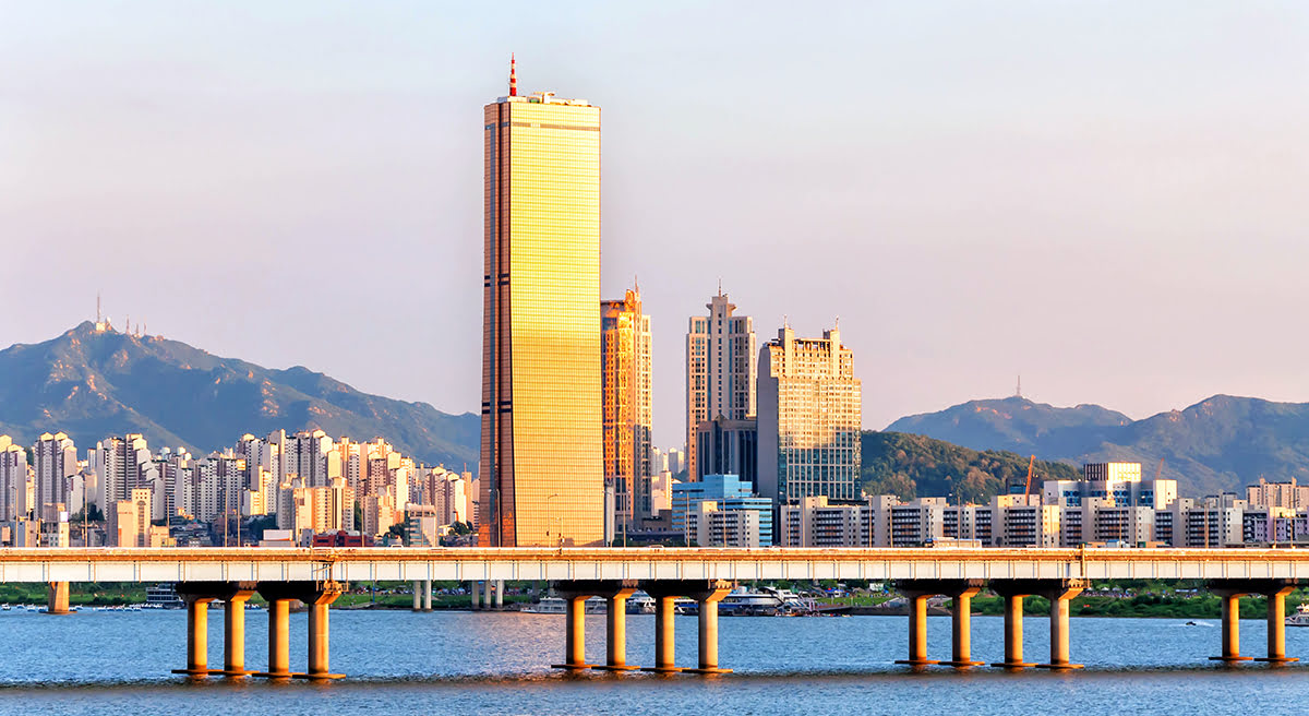 Rzeka Han-Seul-park Yeouido Hangang-zakupy