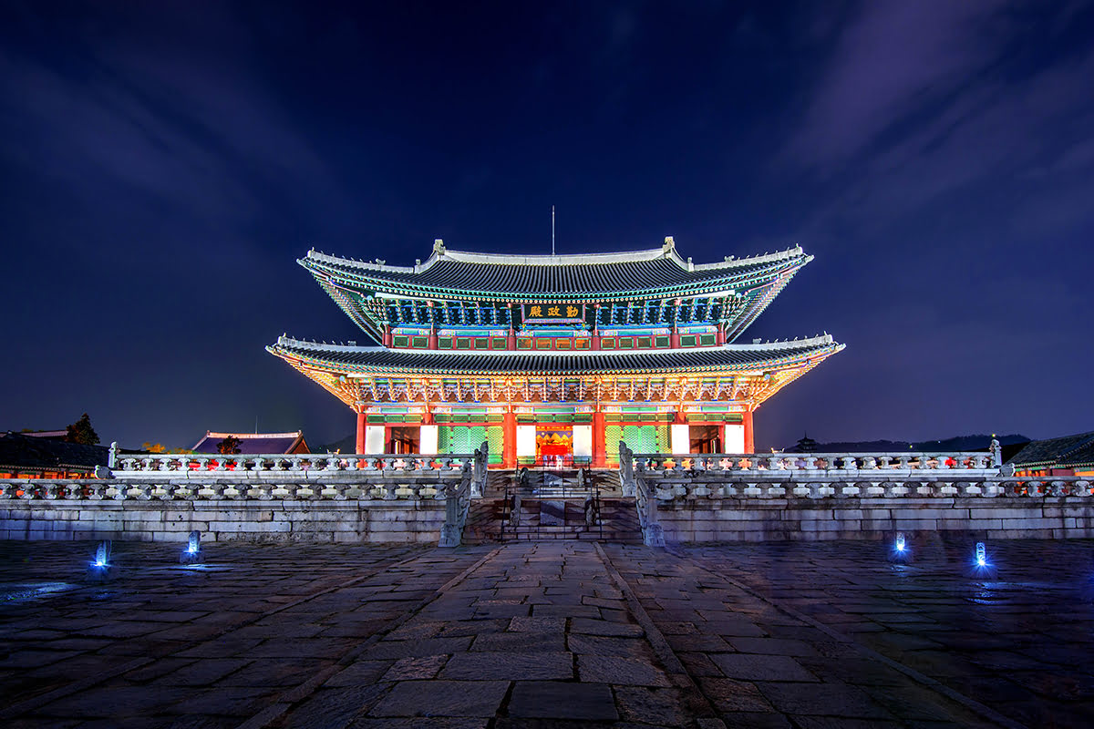 Gyeongbokgung Palace-Seoul udsigt fortil