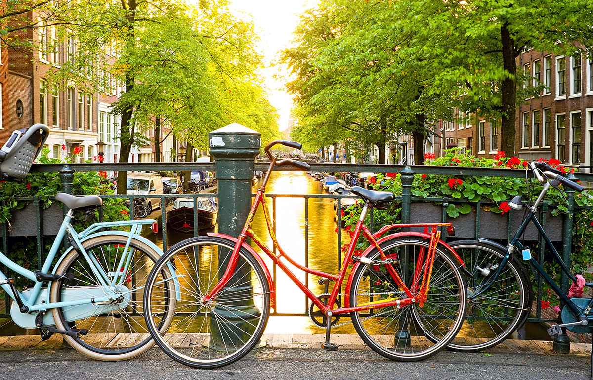 Cycling in Amsterdam, Netherlands