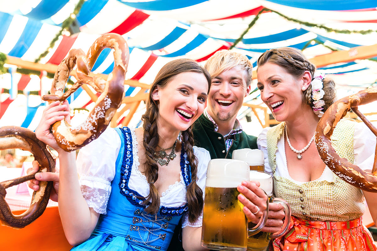 Dirndls and Lederhosen costumes, Munich, Germany