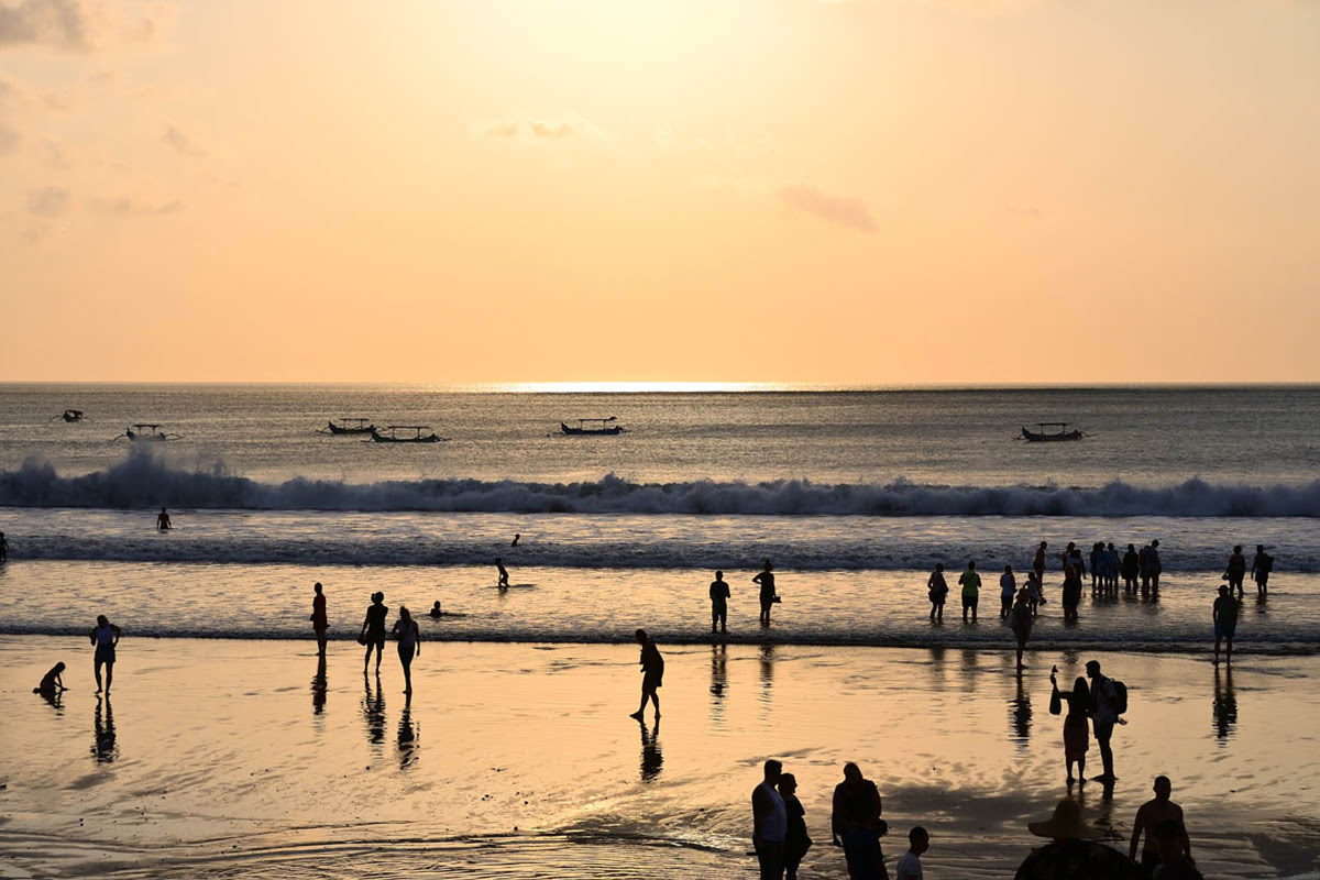 Kuta beach-Bali-Tourists on the beach