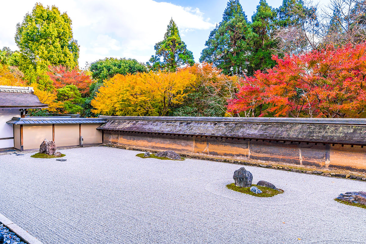 Ryoanji Temple-Kyoto-Japan-Zen rock garden-fall