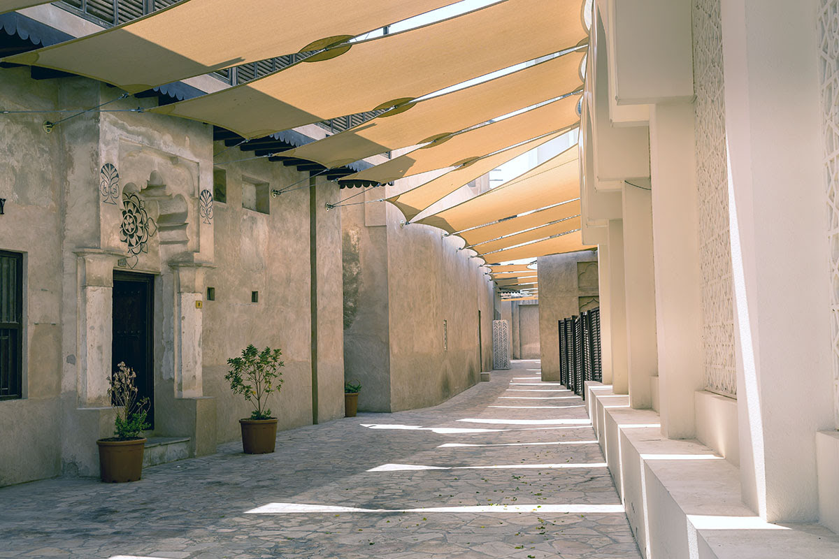 Historisches Viertel Al Fahidi in Dubai, Vereinigte Arabische Emirate Historisches Viertel Al Fahidi in Dubai, Vereinigte Arabische Emirate