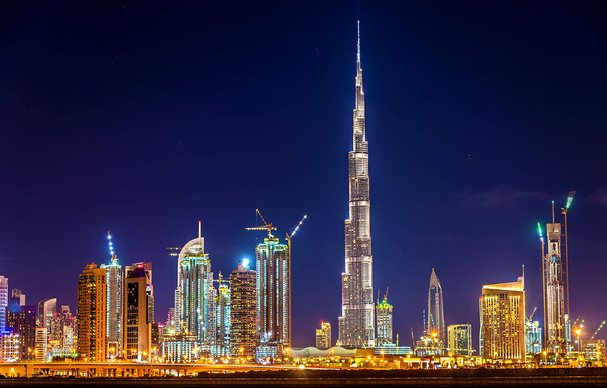 برج خليفة - دبي - الإمارات - منظر ليلي