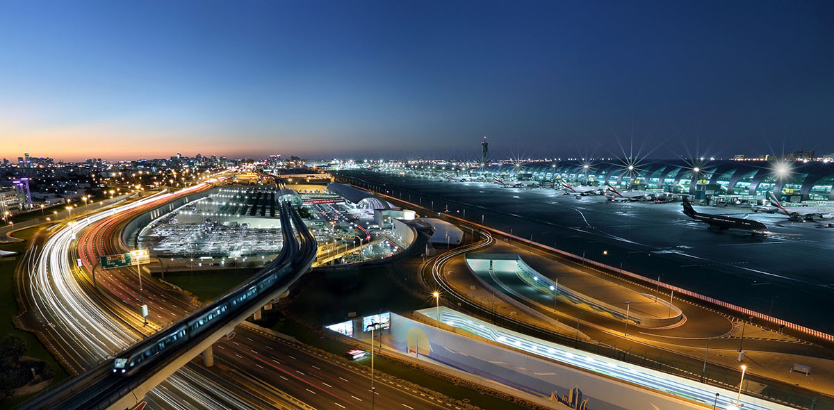 Dubai airport-flying to UAE-night view