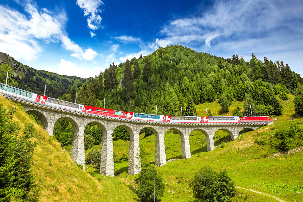 Earth Day 2020-eco-friendly vacations-train trips across Europe-Glacier Express-Switzerland