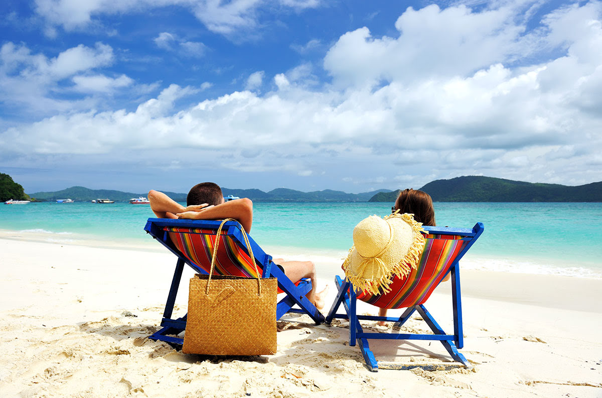 Bang Tao Beach-Phuket-Thailand-lounge chairs-umbrellas