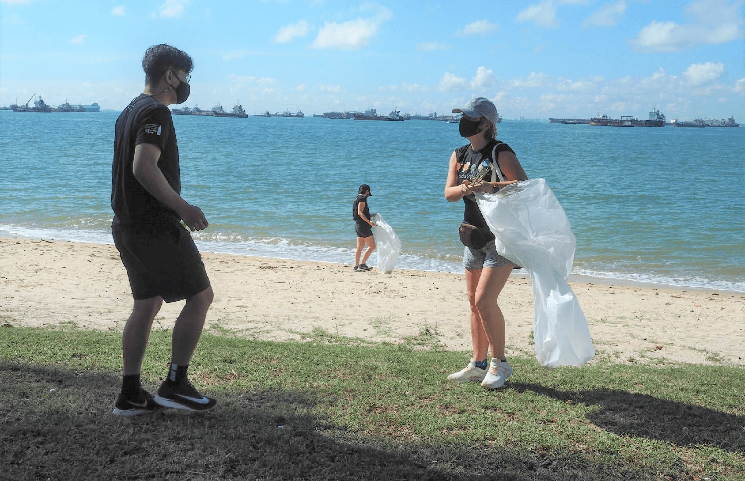 Beach cleanup in Singapore