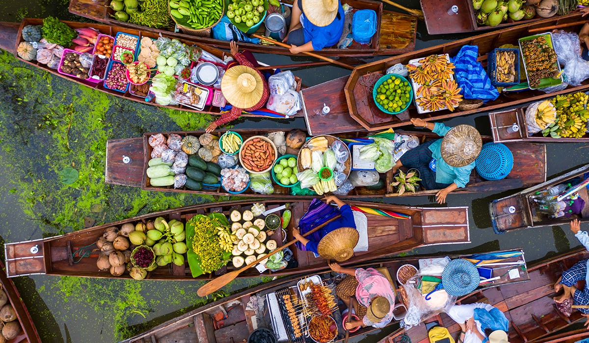 Chợ nổi Damnoen Saduak, Ratchaburi, Thái Lan