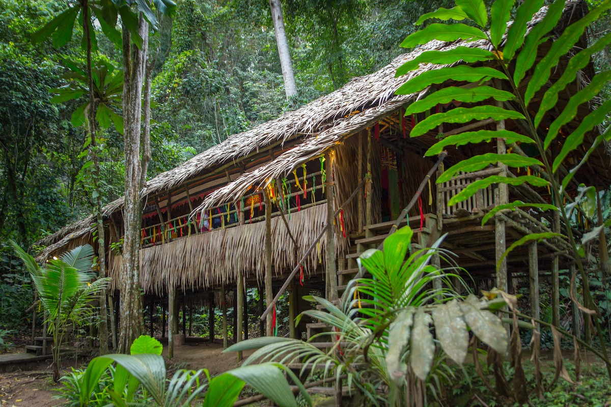 Traditional longhouses in Borneo, Malaysia