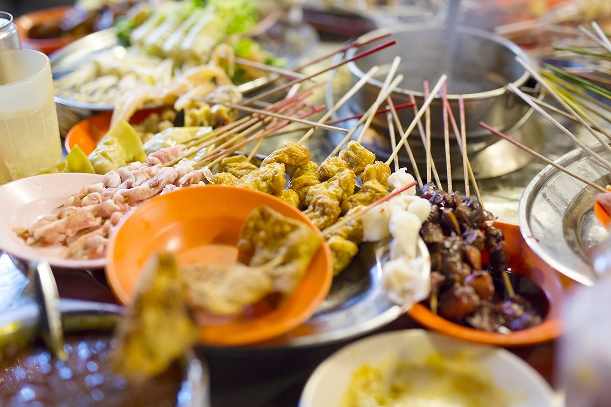 Traditional lok-lok street food from Penang, Malaysia