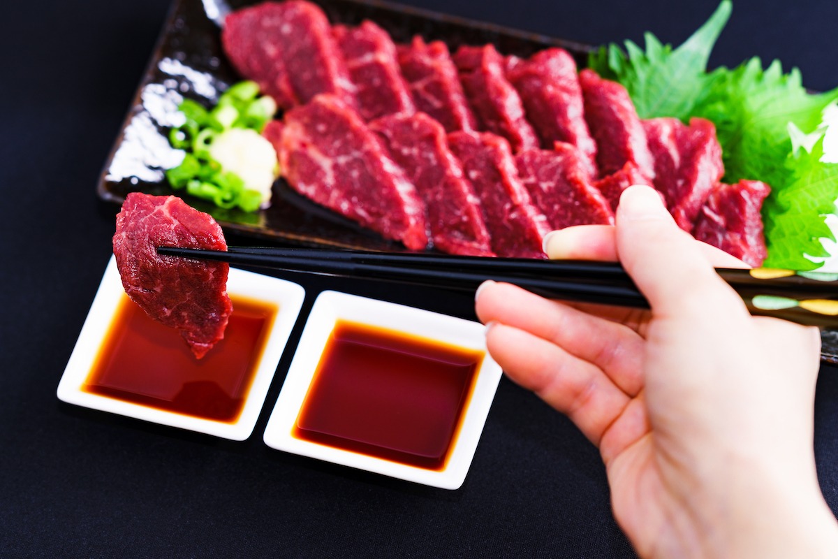 Basashi, sliced raw horse meat