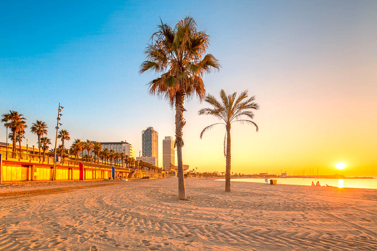 the beach in Barceloneta, Spain