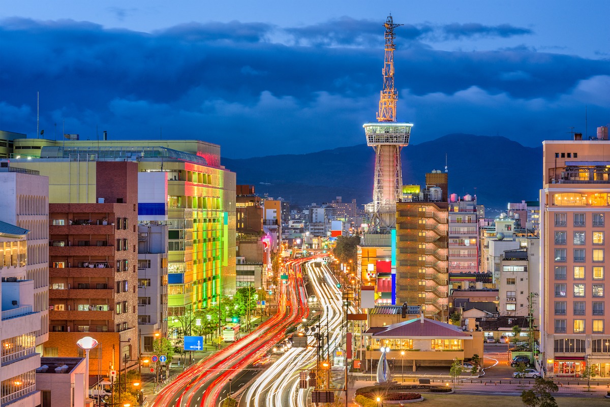 Beppu's downtown skyline