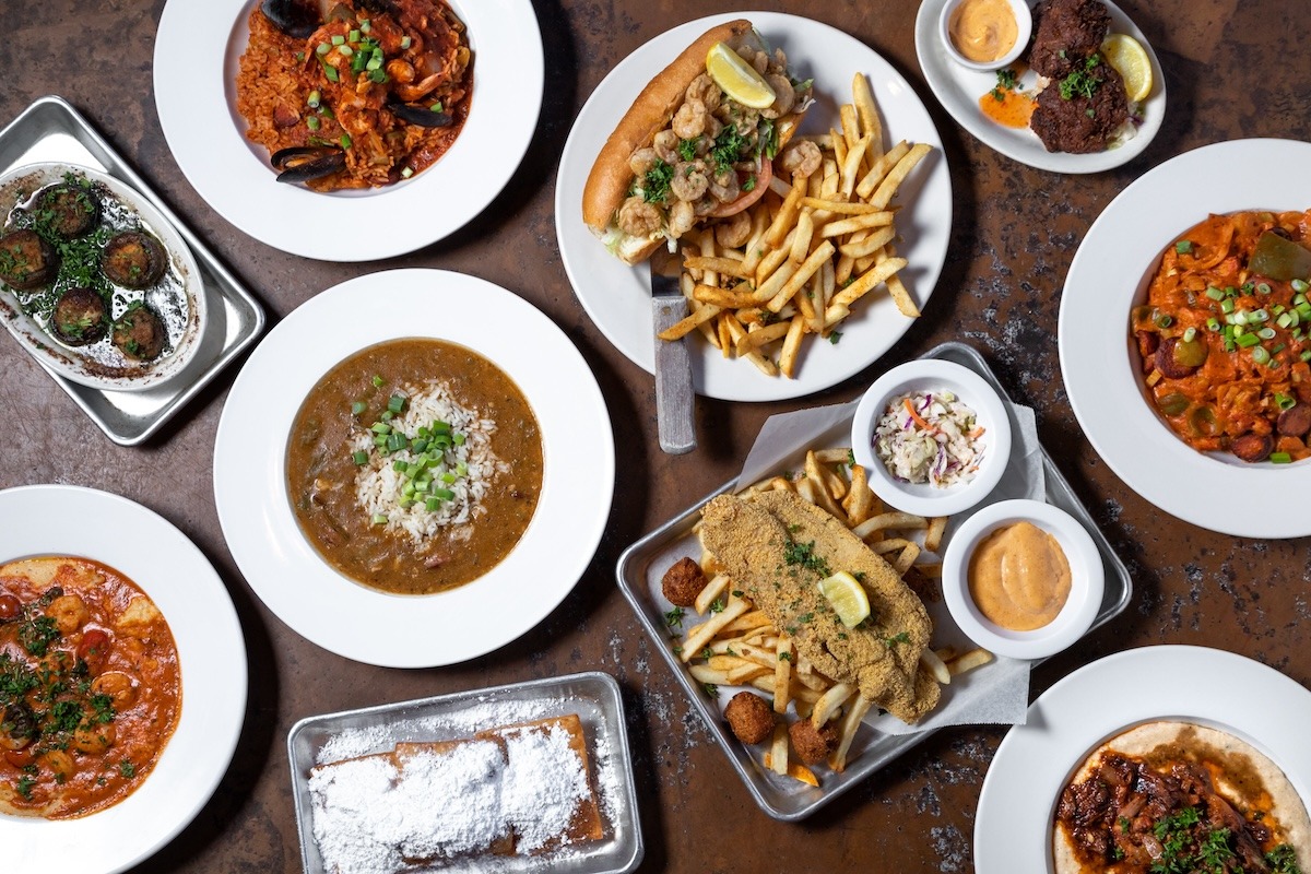 Cajun creole dishes at a New Orleans restaurant