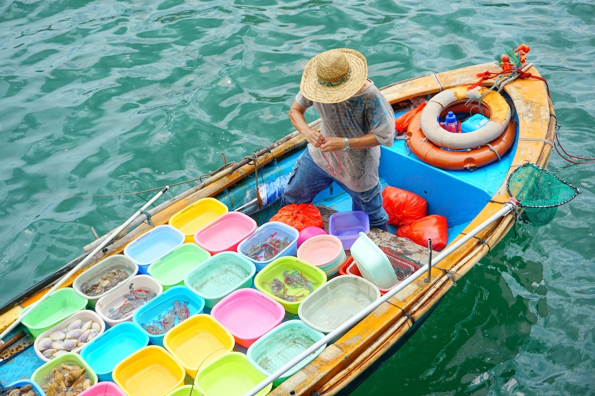 Vente de fruits de mer à Sai Kung