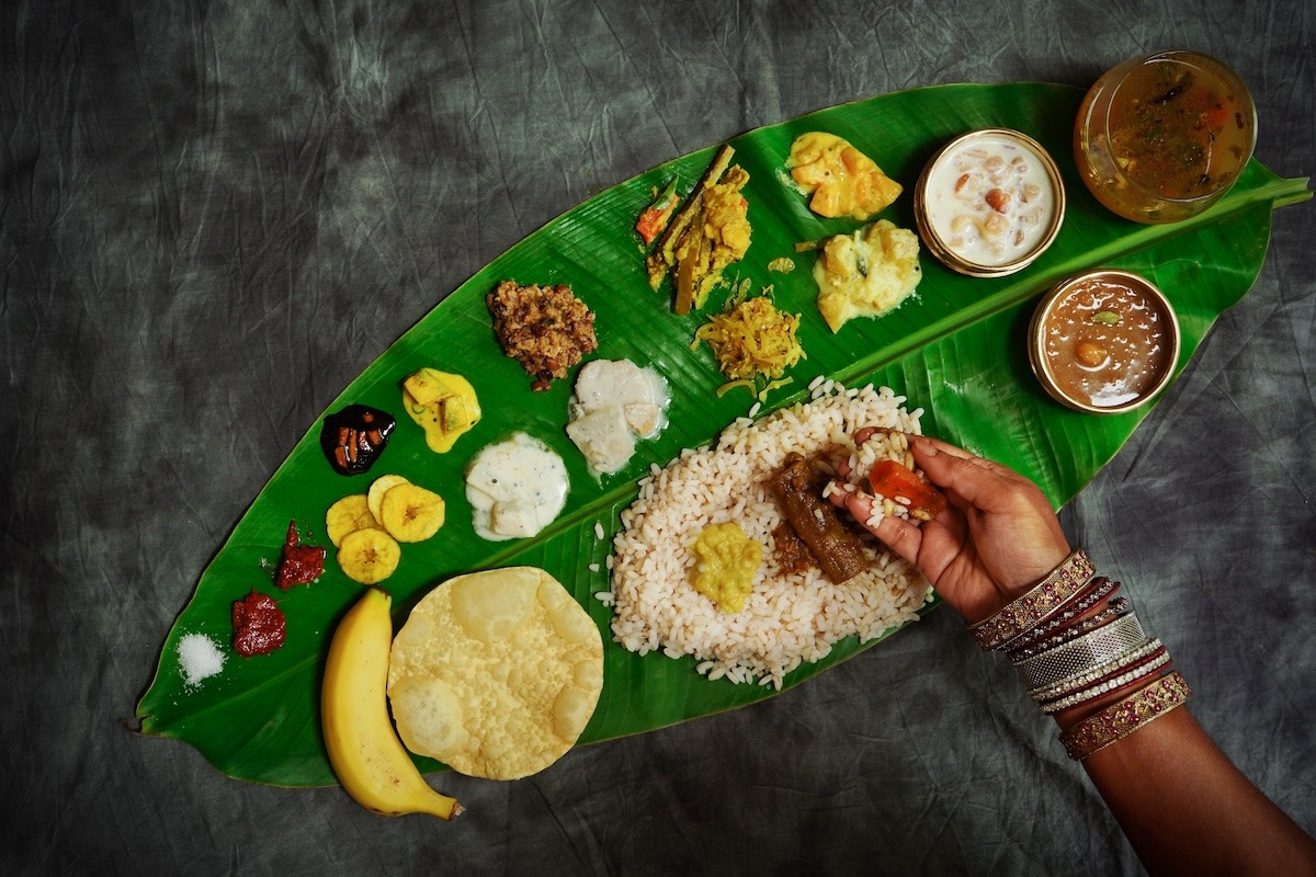 Kerala Onam Feast, Ona-Sadya ในใบตอง