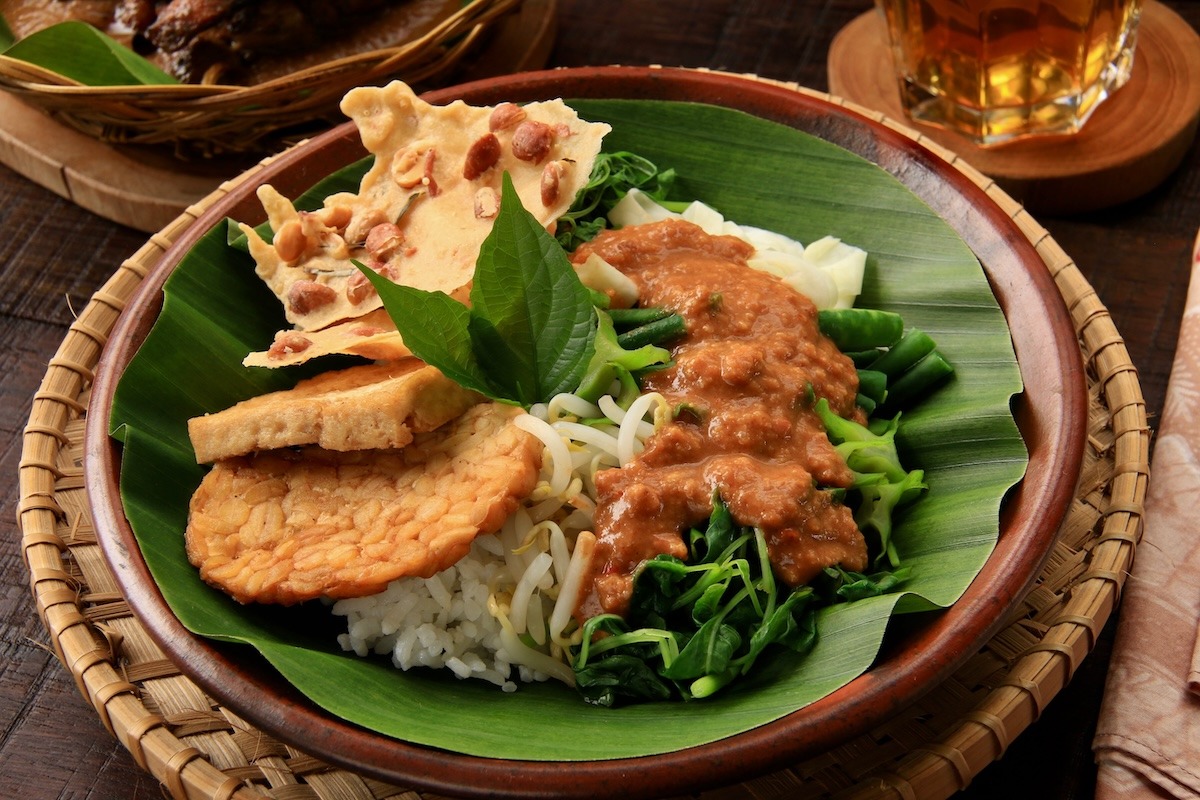 Nasi Pecel, a traditional Javanese rice dish