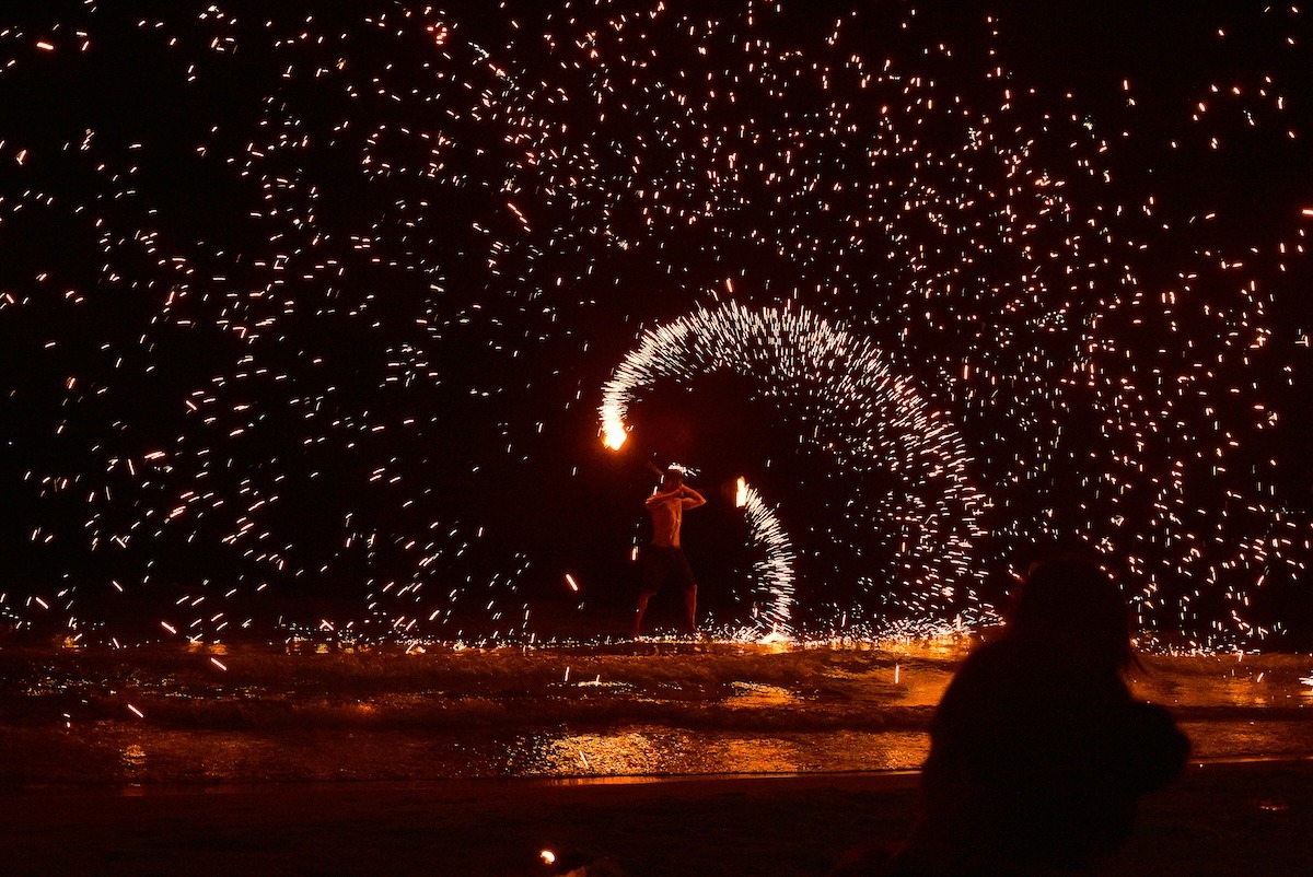 Fire dancing shows, Samet island