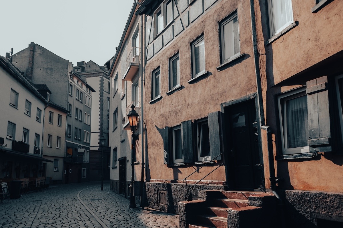 Sachsenhausen old town street in Frankfurt, Germany