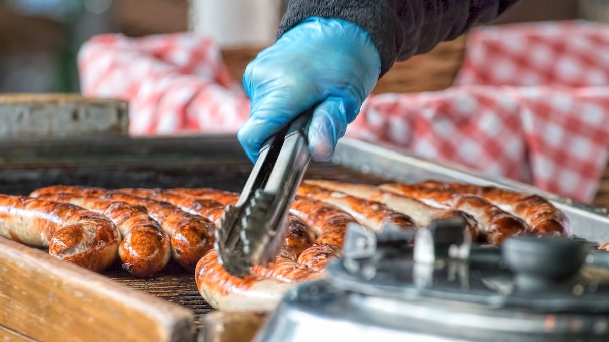 Sausages, street food in Frankfurt