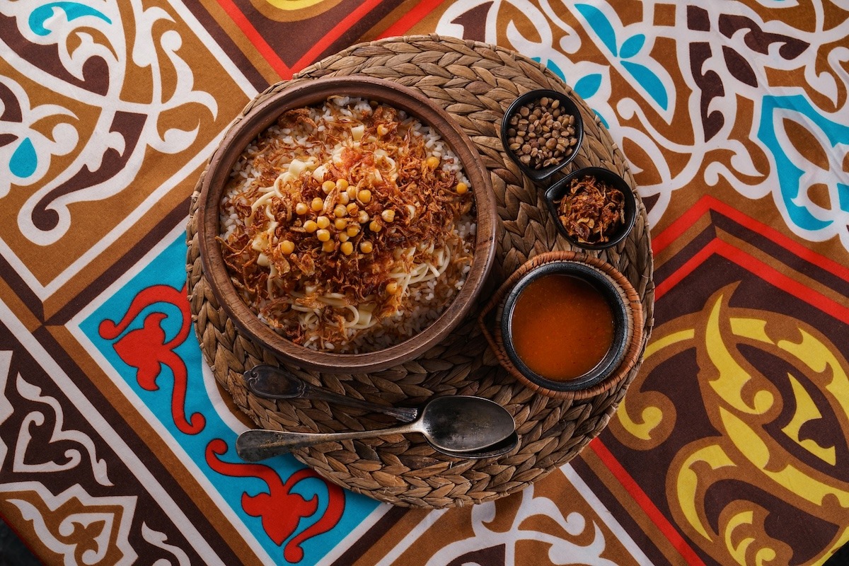 Ägyptisches Koshary, traditionelles ägyptisches Essen