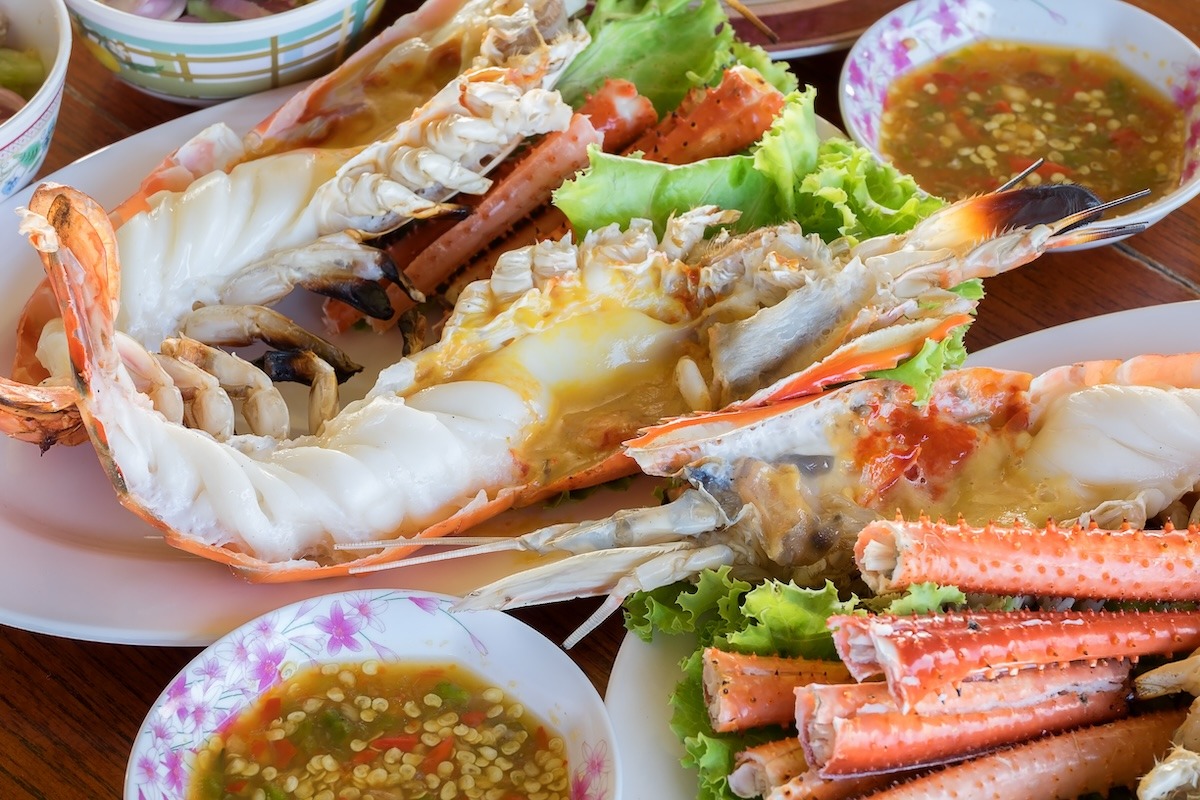 Crevettes grillées, Ayutthaya, Thaïlande