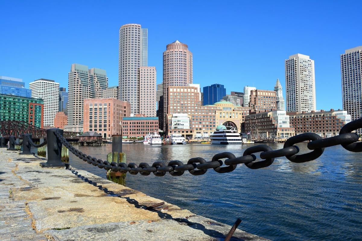 Harborwalk im Seaport District, Boston, USA