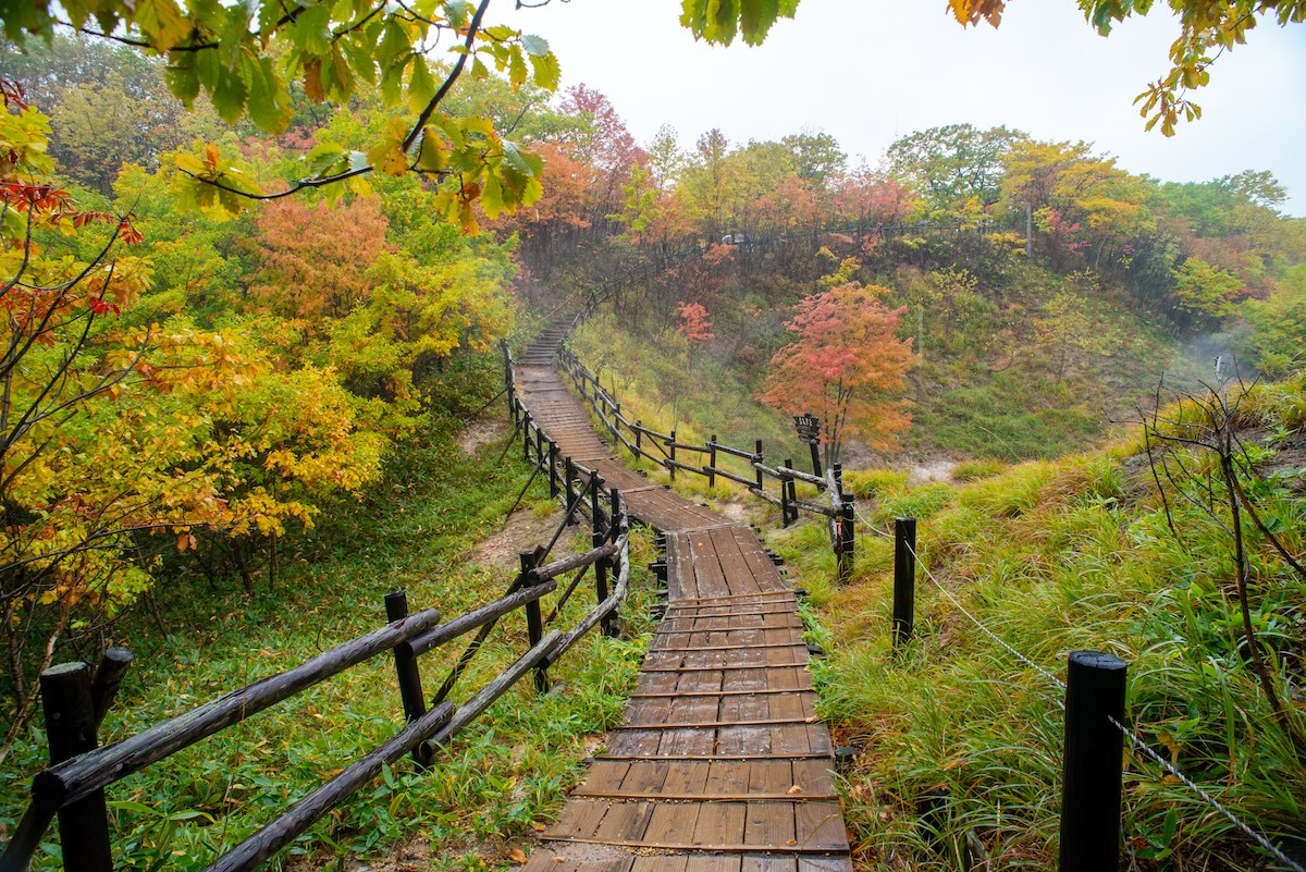 日本北海道登别地獄谷之秋