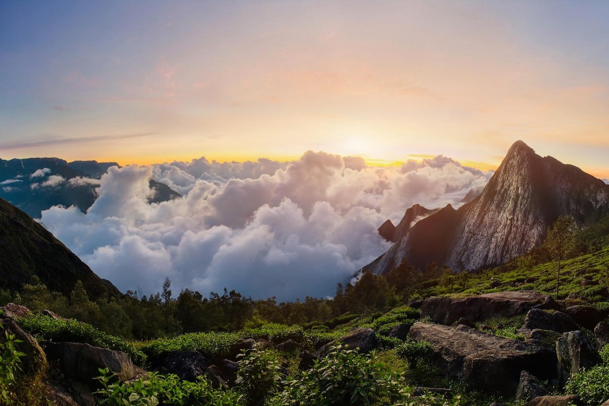 ยอดเขามีซาปุลิมาลาใน West Ghats ประเทศอินเดีย