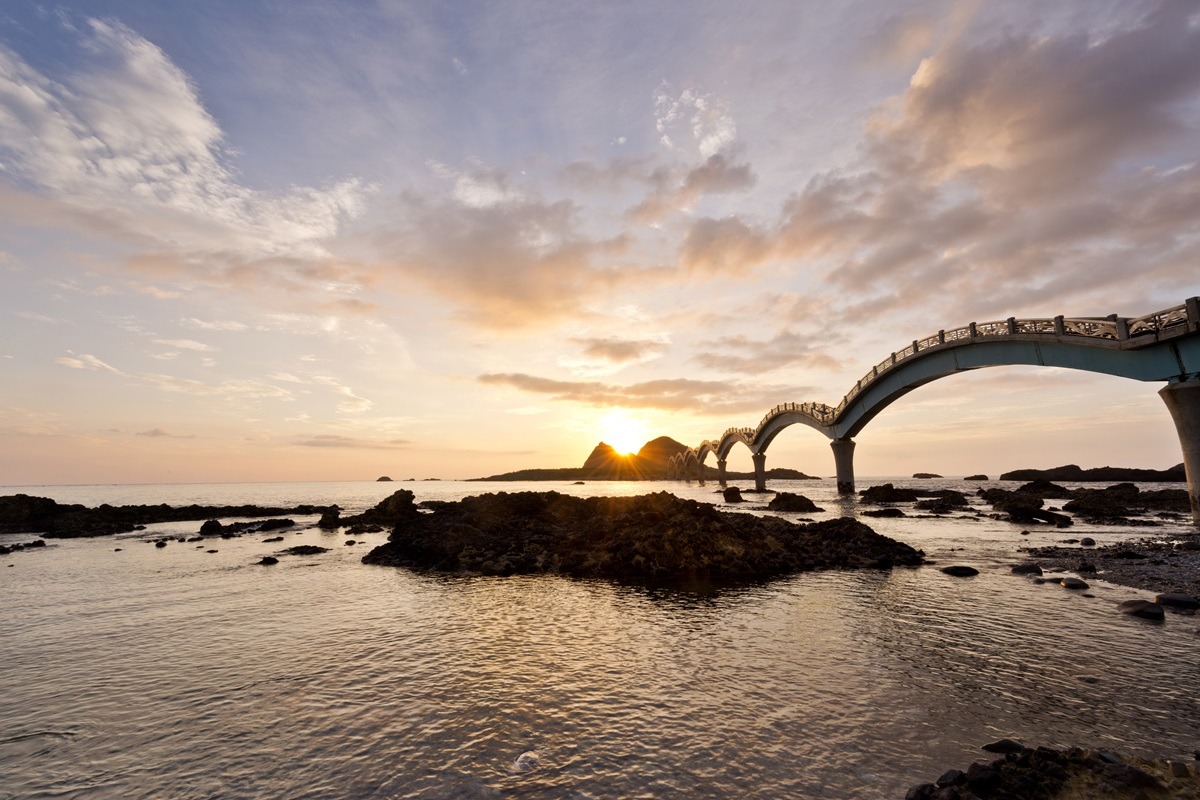 Sunrise of coast at Sanxiantai in Taitung