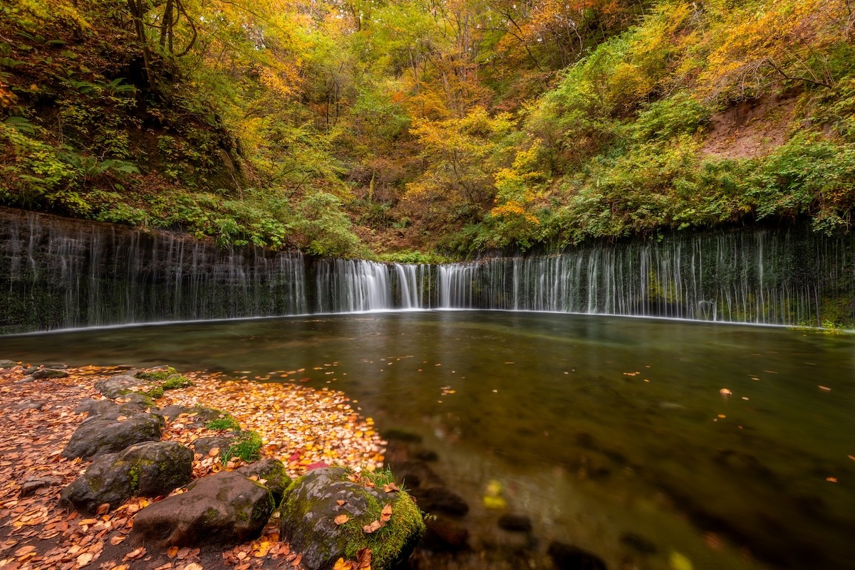 Shiraito falls in autumn season, Karuizawa, Japan