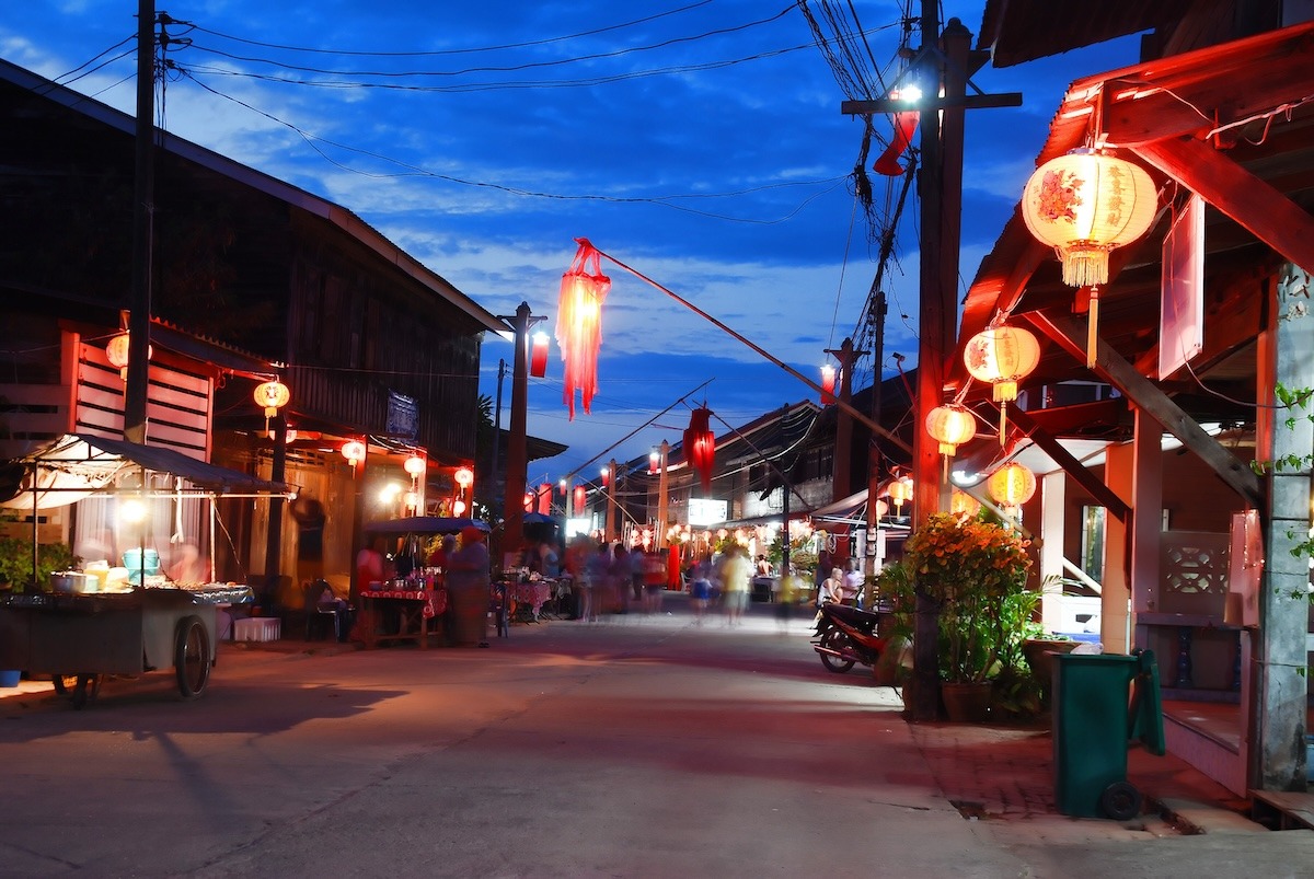 Street of Old Town on Lanta Island, Thailand