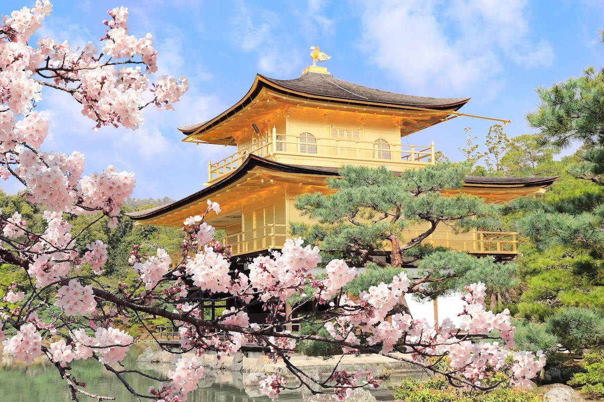 春天的金閣寺，日本京都