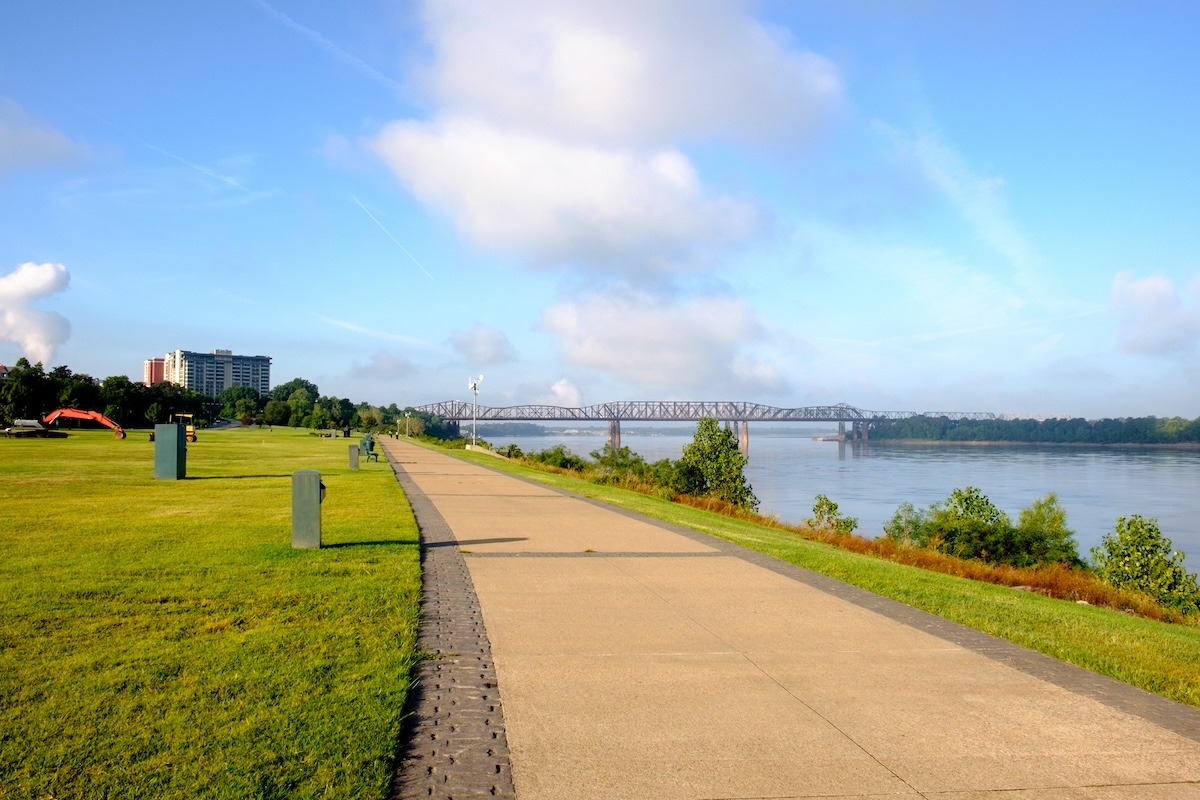 Tom Lee Park ในดาวน์ทาวน์เมมฟิส เทนเนสซี สหรัฐอเมริกา