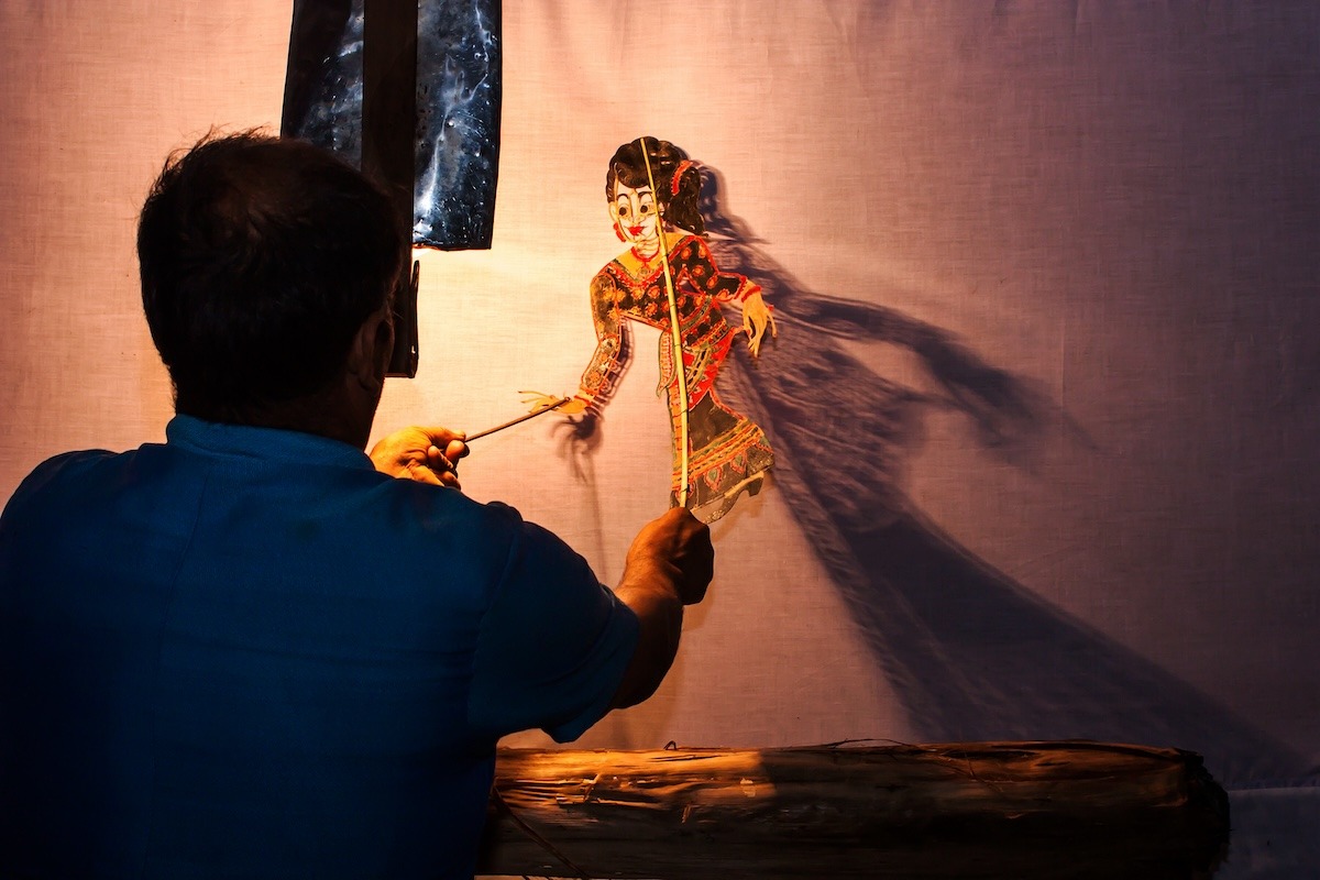 Spectacle traditionnel de marionnettes d'ombre du sud de la Thaïlande, Nakhon Si Thammarat, Thaïlande