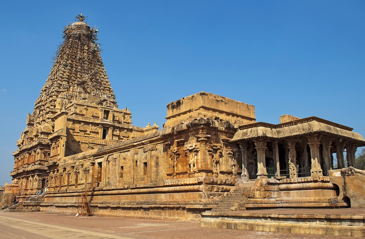 Kuil Hindu Brihadeeswarar di Thanjavur, Tamil Nadu, India