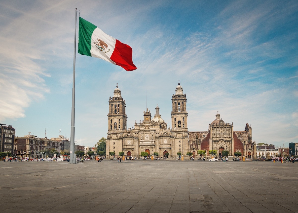 Katedral Metropolitan Mexico City dan Zocalo Square, Mexico City, Meksiko