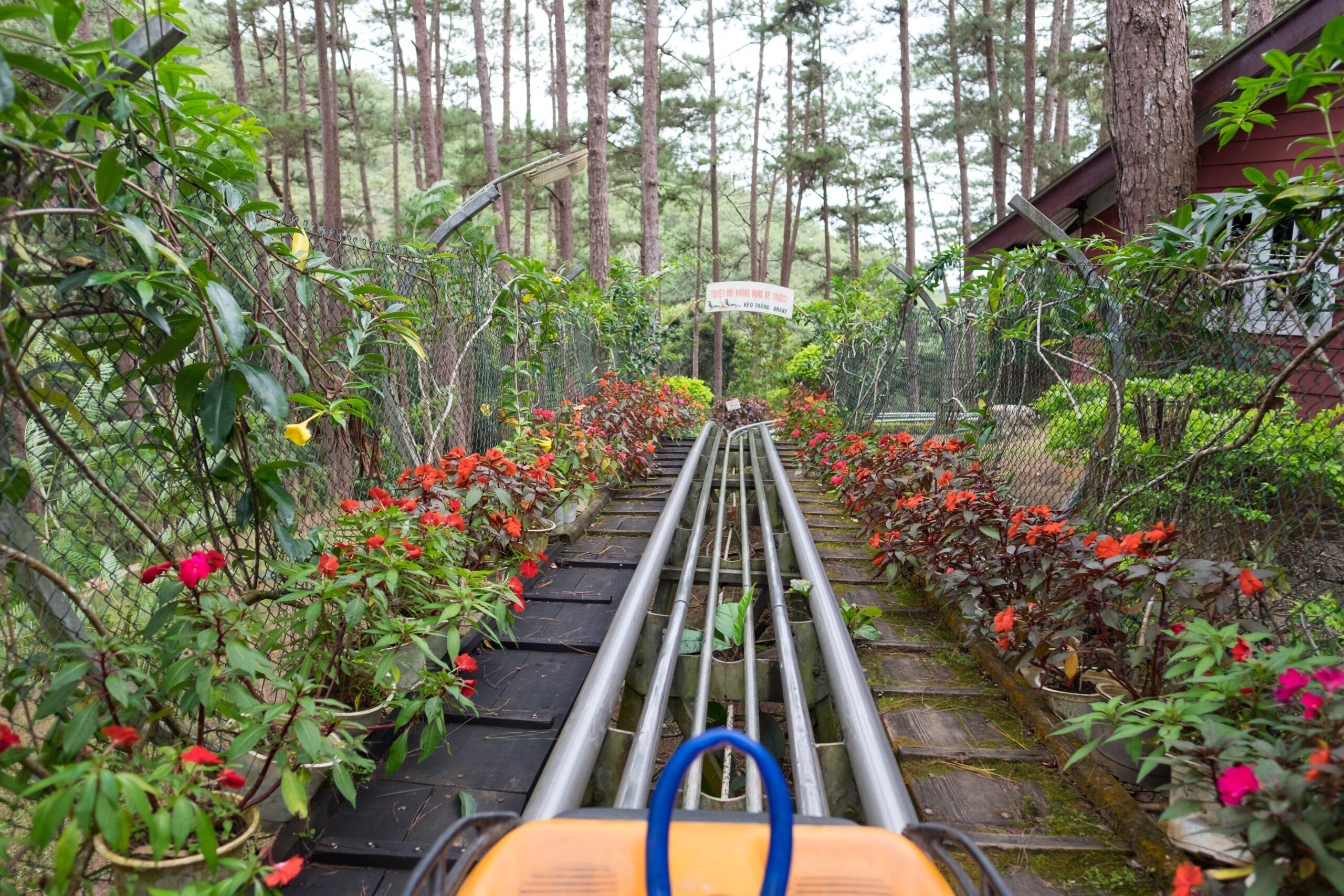 Rel menuruni bukit menuju air terjun Datanla di Vietnam