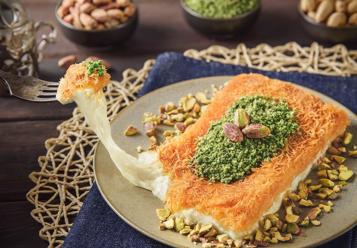 Traditional Middle Eastern Cheese Kunafa Dessert