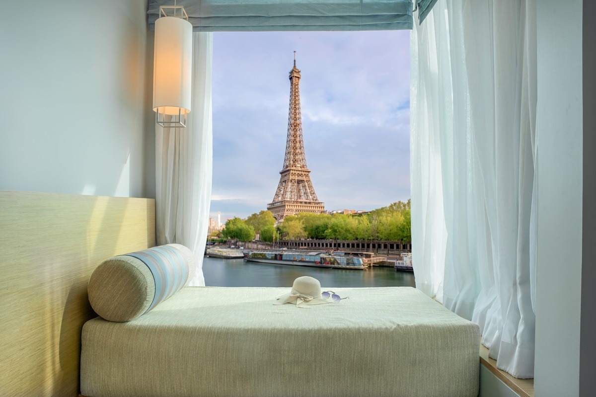 A hotel with Eiffel Tower view in Paris, France