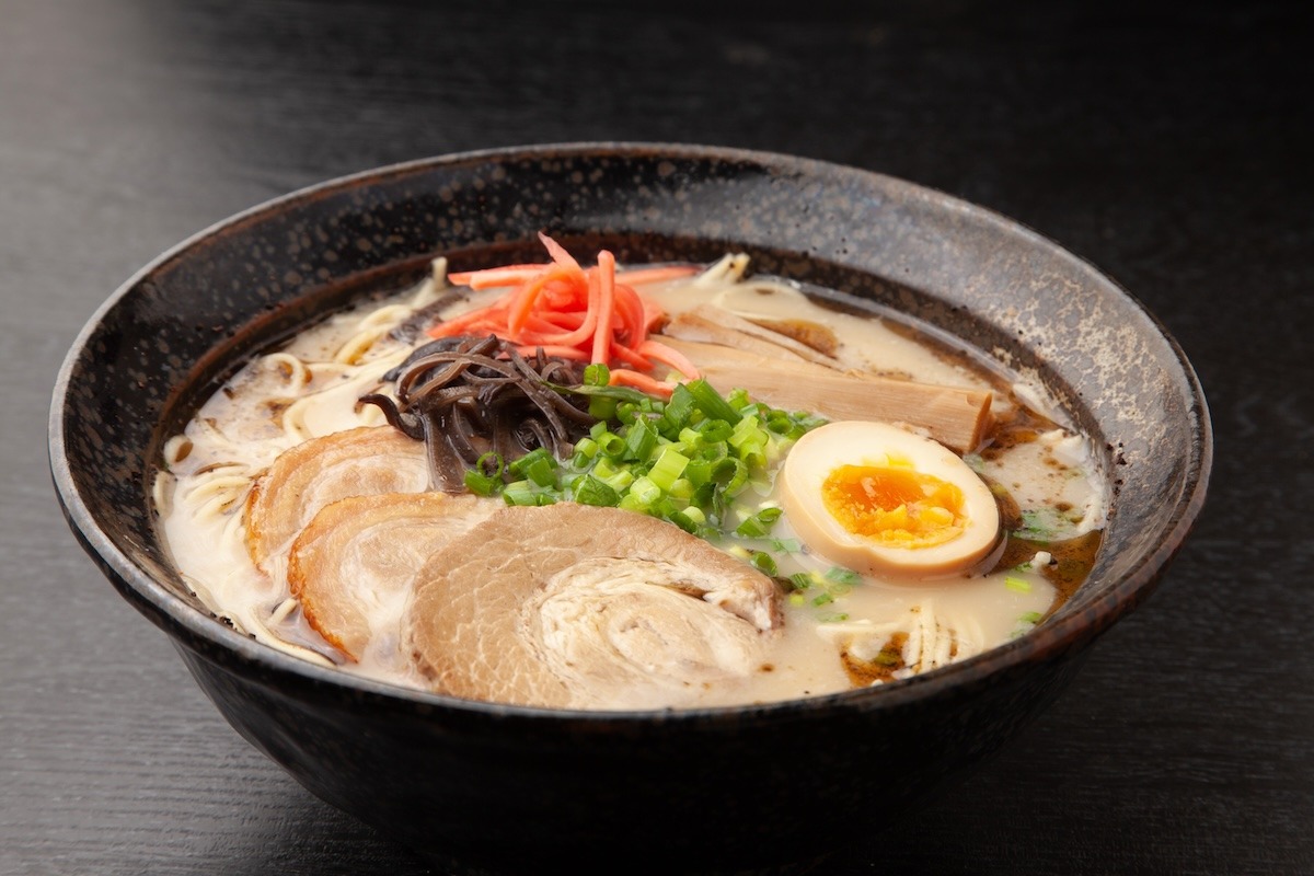 Kumamoto ramen with pork bone and chicken soup