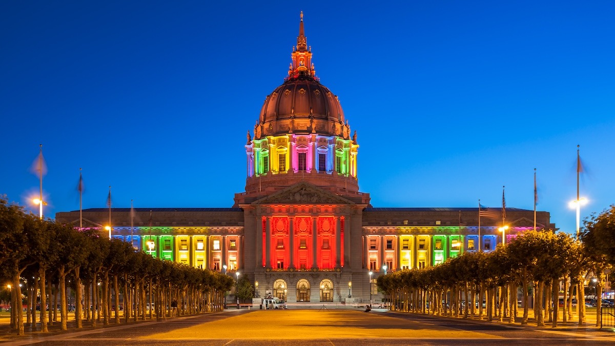 San Francisco City Hall in rainbow colors